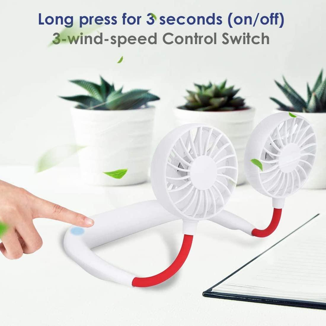 Neck Fan- Rechargeable Portable Neck Fan with 3 Level Fan Speed